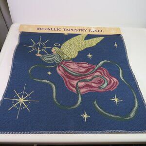 Vintage Metallic Christmas Angel Tapestry Panel 17x17 New with Tags DIY Craft